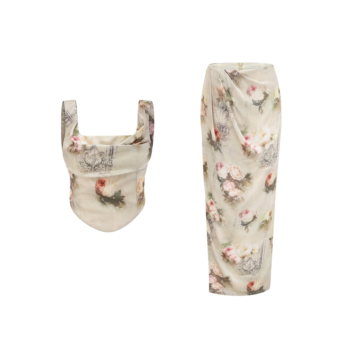 Viviane floralprint top skirt matching set