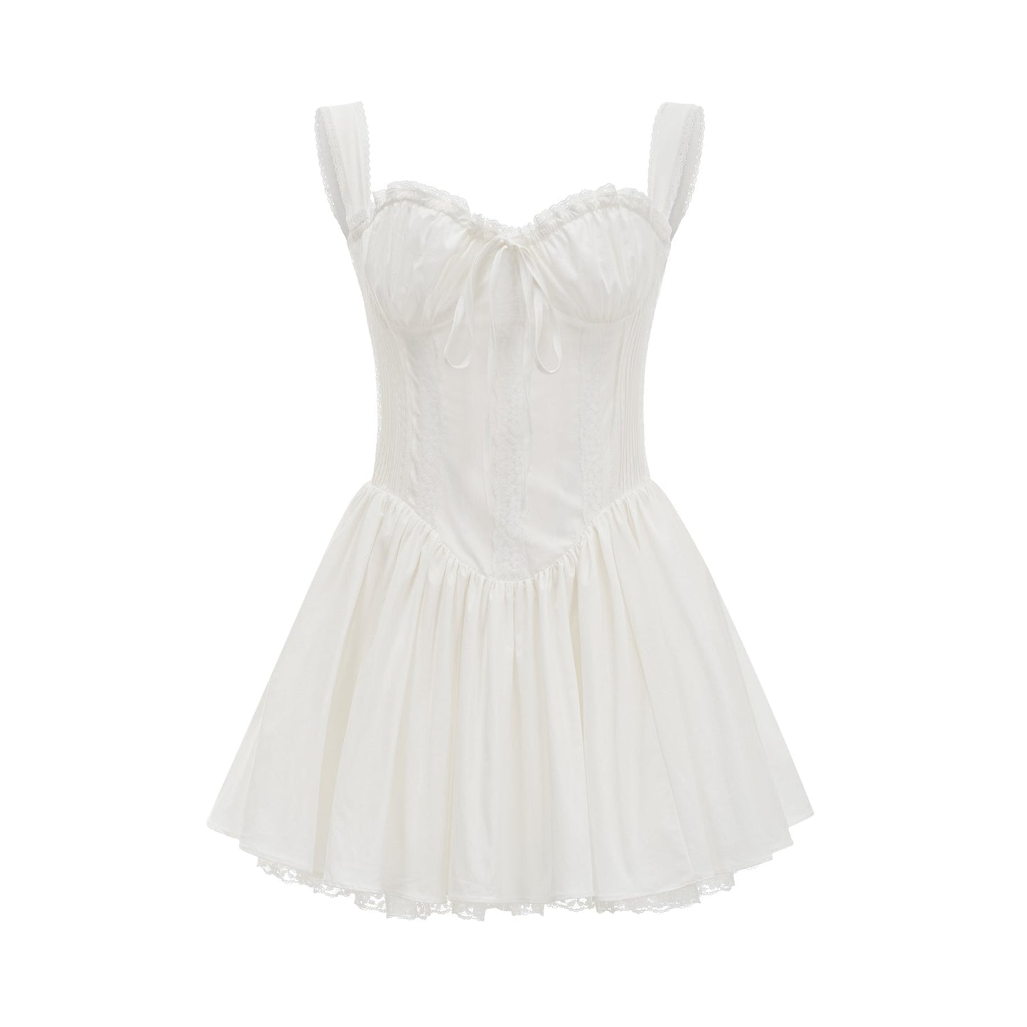 White corset style mini dress named Camille