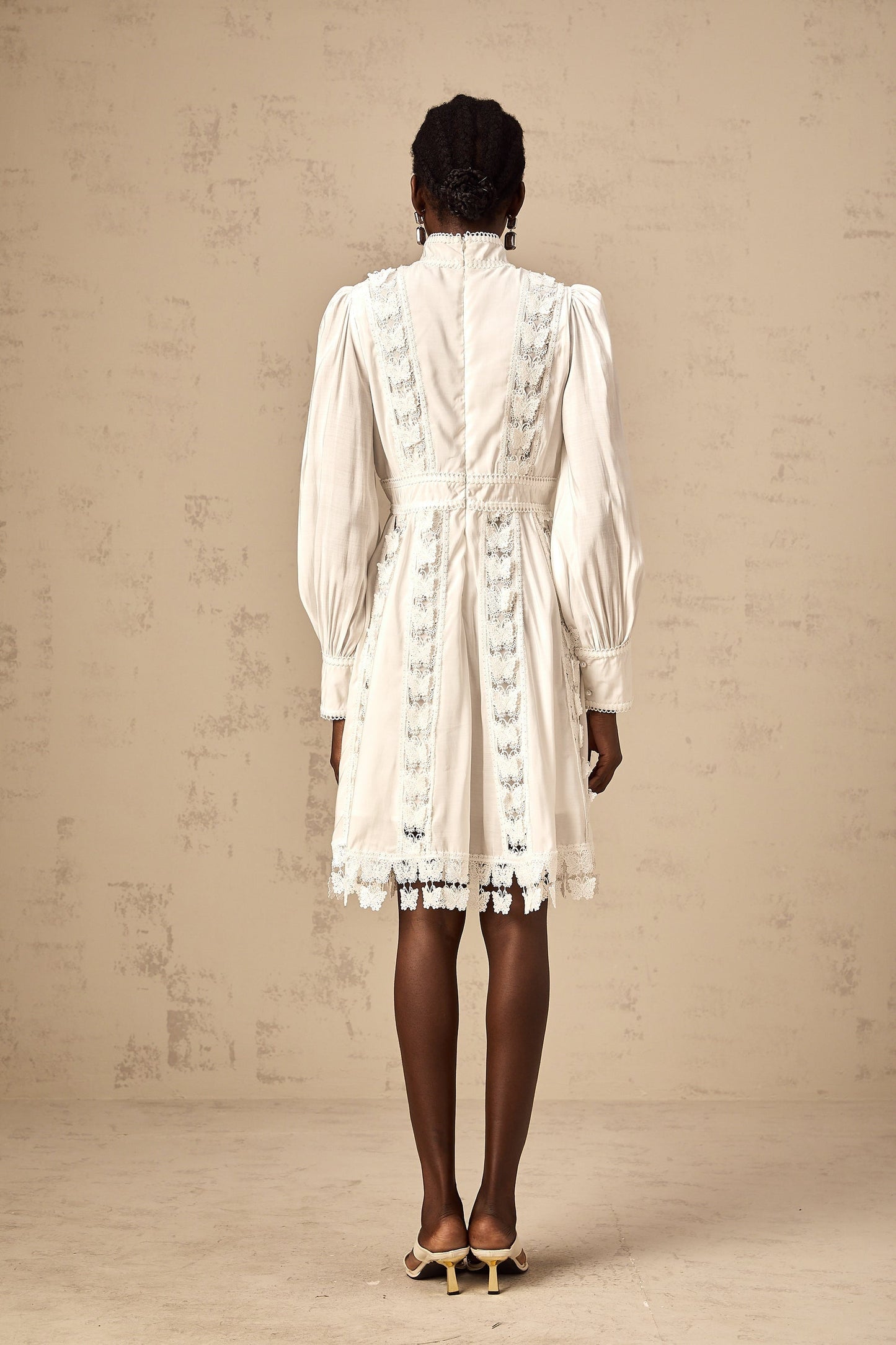 White mini dress with butterfly appliques Cyrielle design