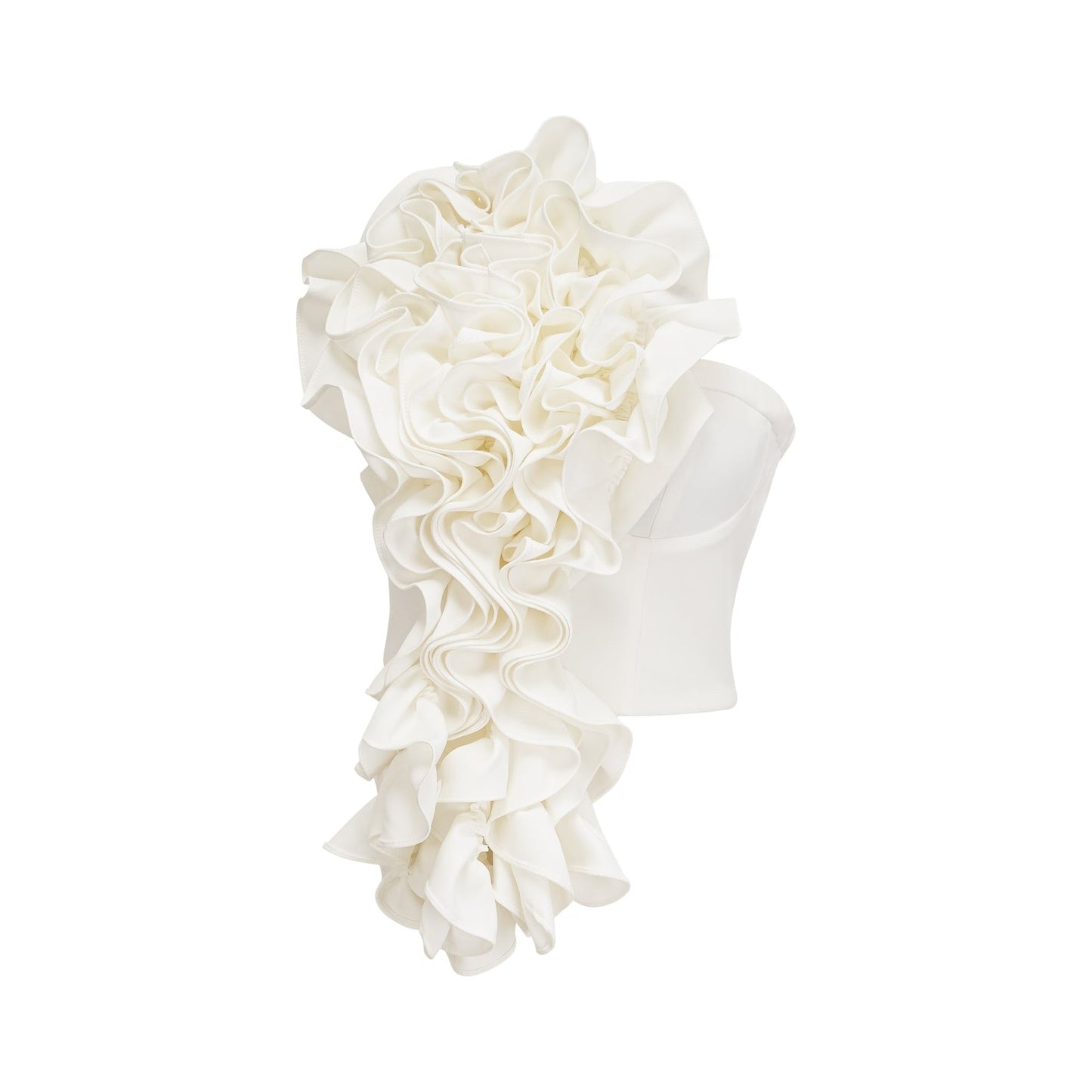 White sleeveless top with floral applique details named Lucie