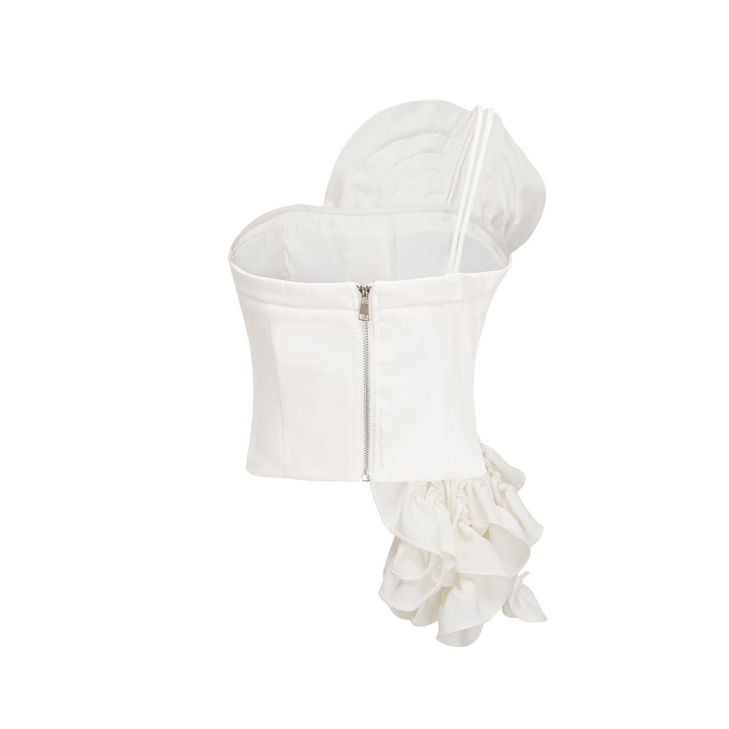 White sleeveless top with floral applique details named Lucie