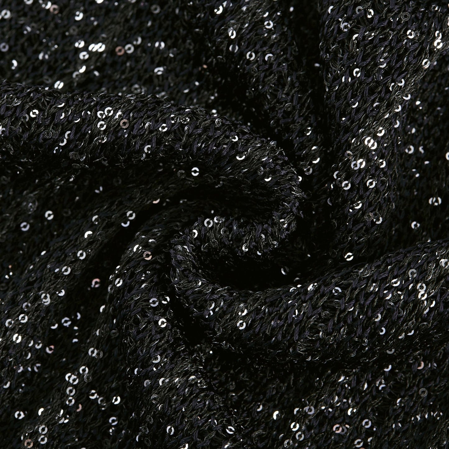 Black sleeveless dress with tiered skirt sequin details knitted pattern and mini length Made of 50% Viscose 32% Polyamide 15% Terylene 3% Elastane