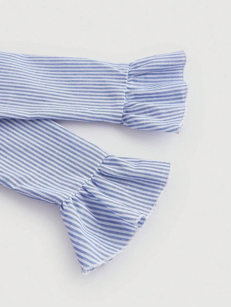 Women Blue Striped Long Sleeve BlouseButton Up Women ShirtFall ShirtsFall Blouses