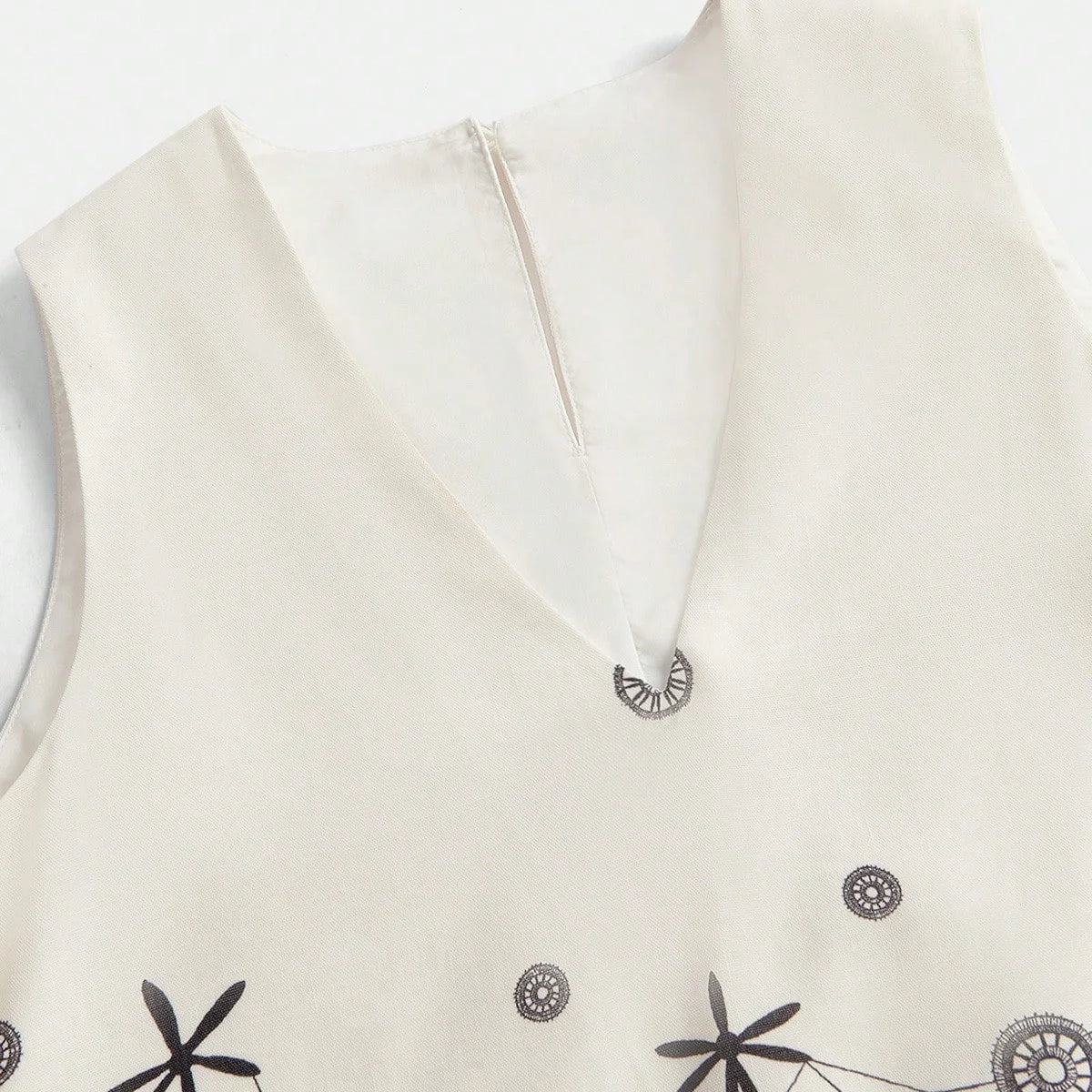 Women Elegant Linen Blend Floral Print Sleeveless VNeck Dress Summer Vacation