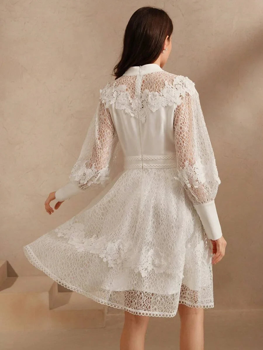 Women Lace Style Long Sleeve Dress Spring Outfits For Women