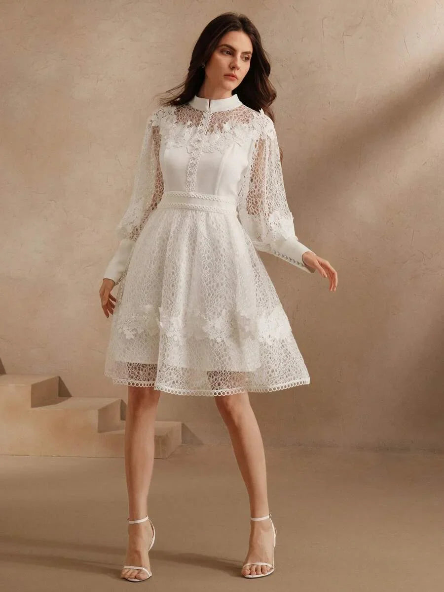 Women Lace Style Long Sleeve Dress Spring Outfits For Women