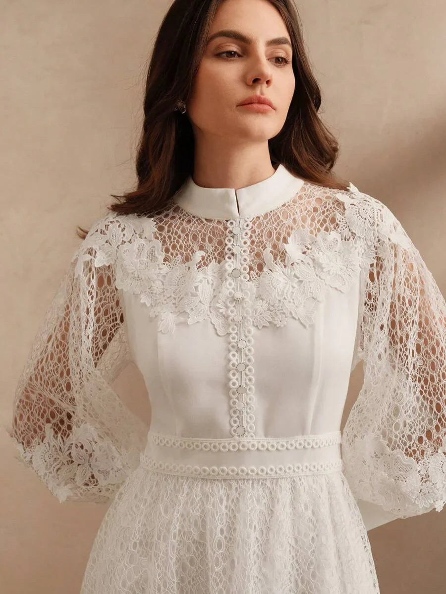 Women Lace Style Long Sleeve Dress Spring Outfits For Women