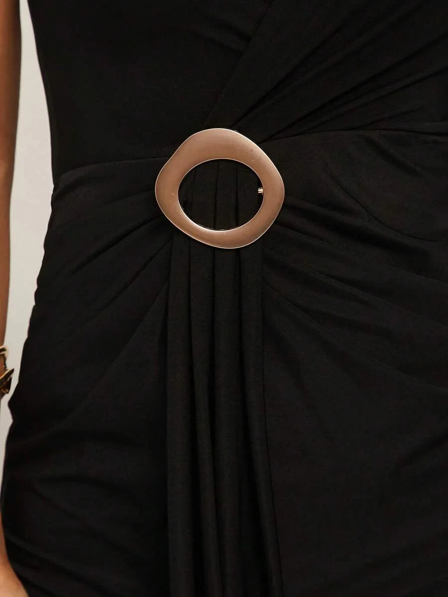 Women Sleeveless VNeck Solid Color Dress Fashionable For Summer