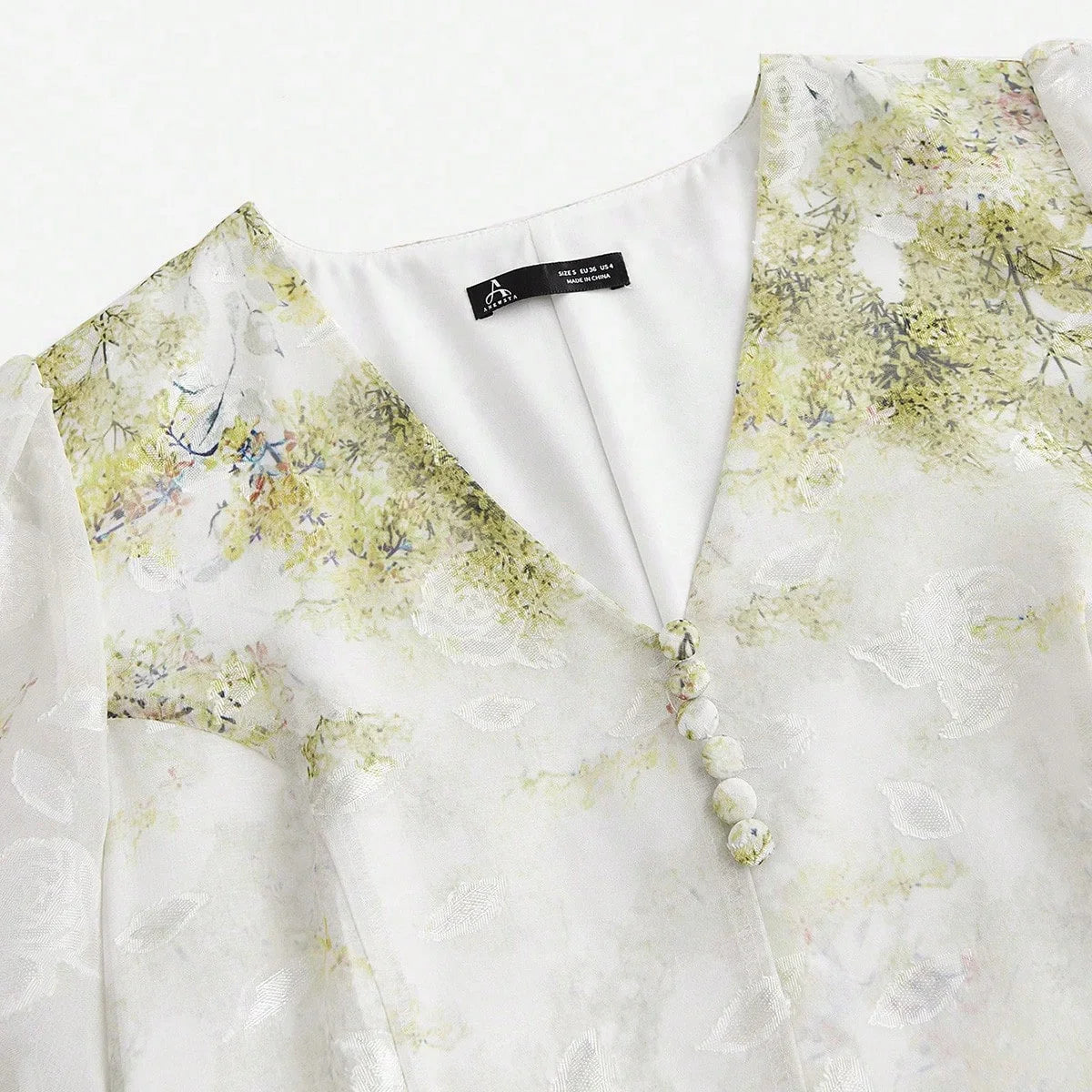 Women VNeck Elegant Placement Floral Print Long Sleeve Dress Spring Outfits Vintage Dresses For