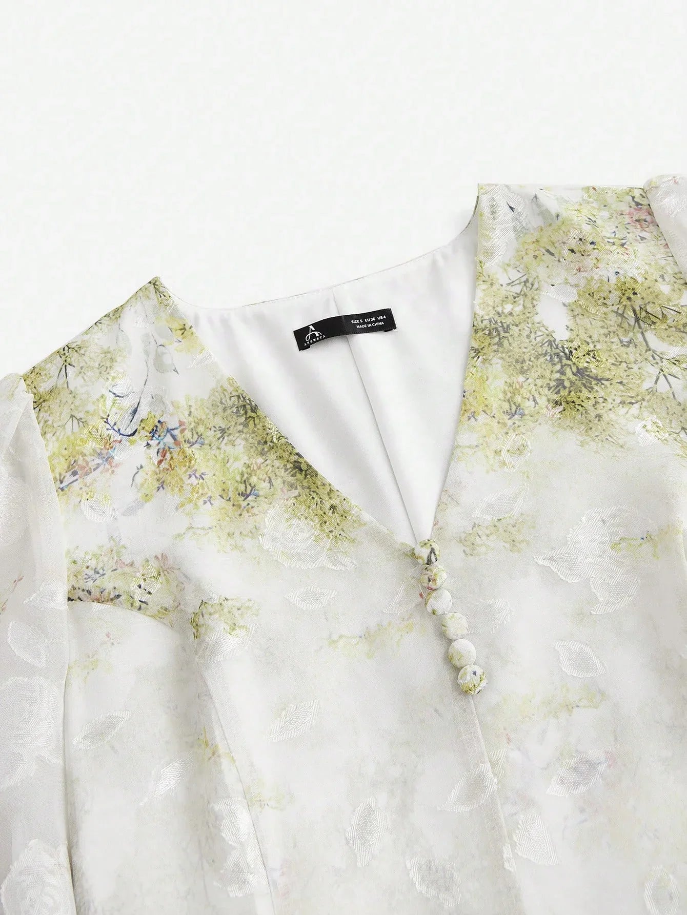 Women VNeck Elegant Placement Floral Print Long Sleeve Dress Spring Outfits Vintage Dresses For