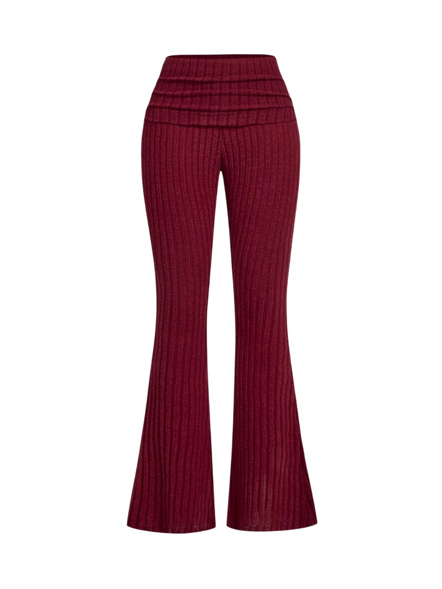 Womens Anchor Red Knit Flared LowRise PantsNew Years Women Outfit