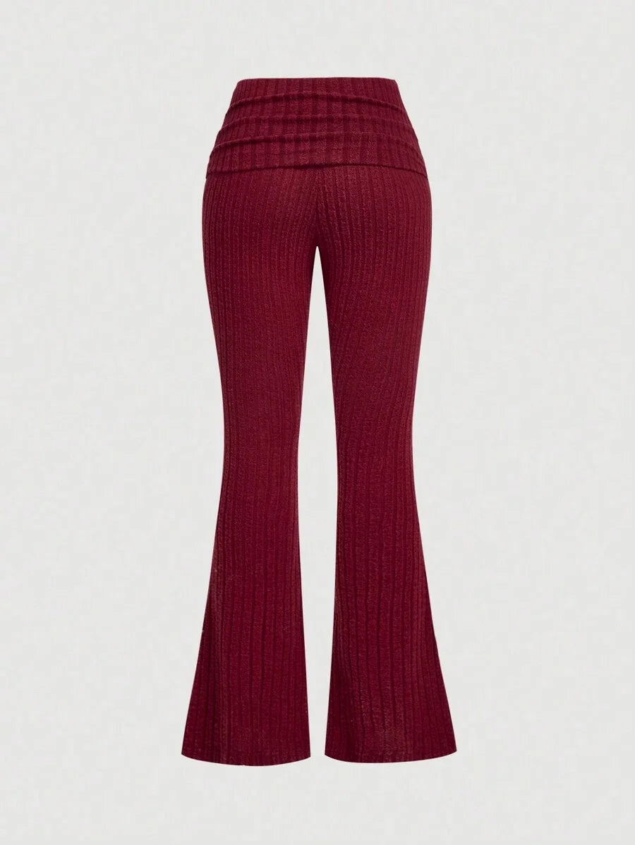 Womens Anchor Red Knit Flared LowRise PantsNew Years Women Outfit