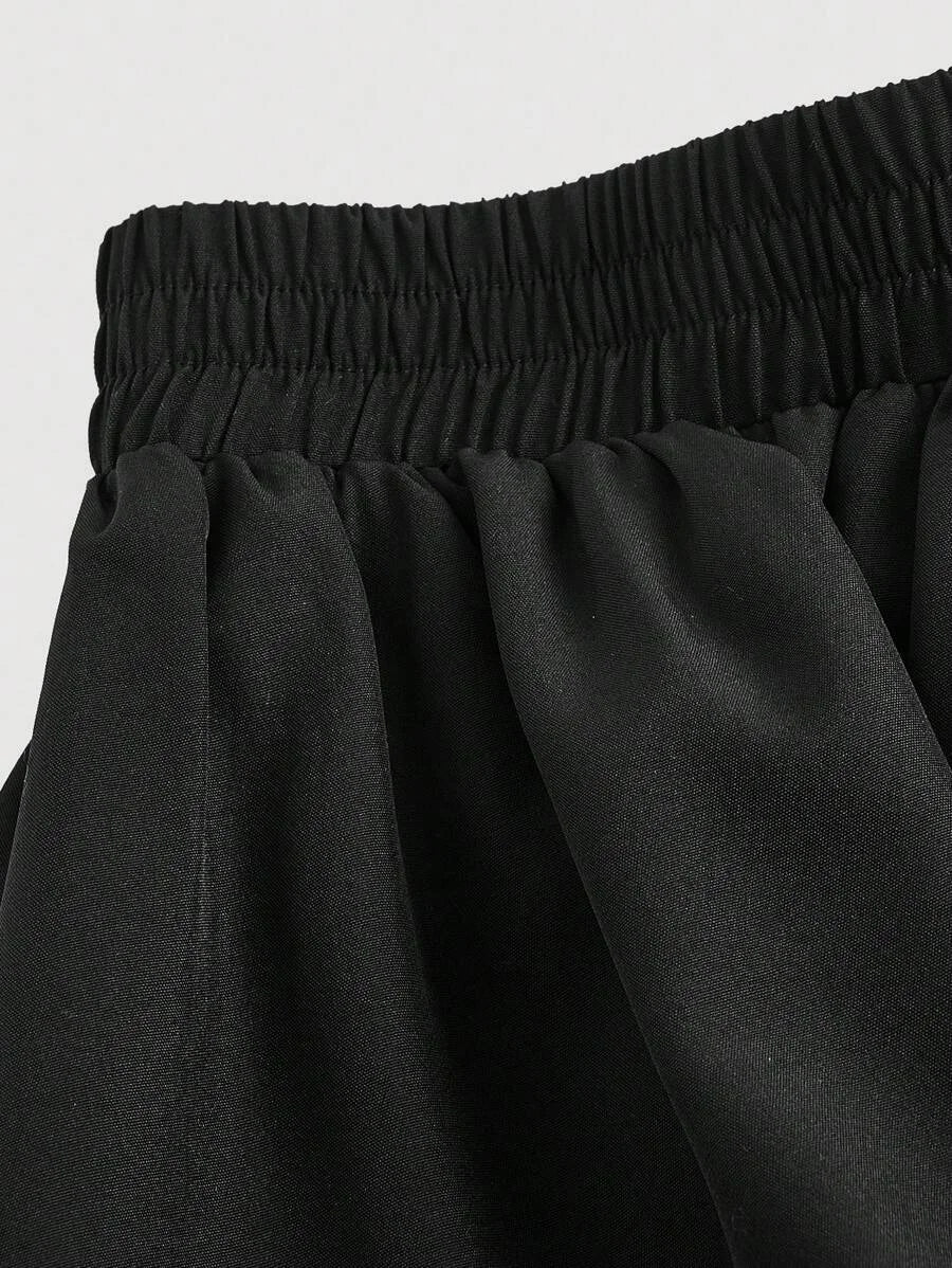 Womens Black Ruffle Hem Skirt Retro Black Layered ALine Skirt