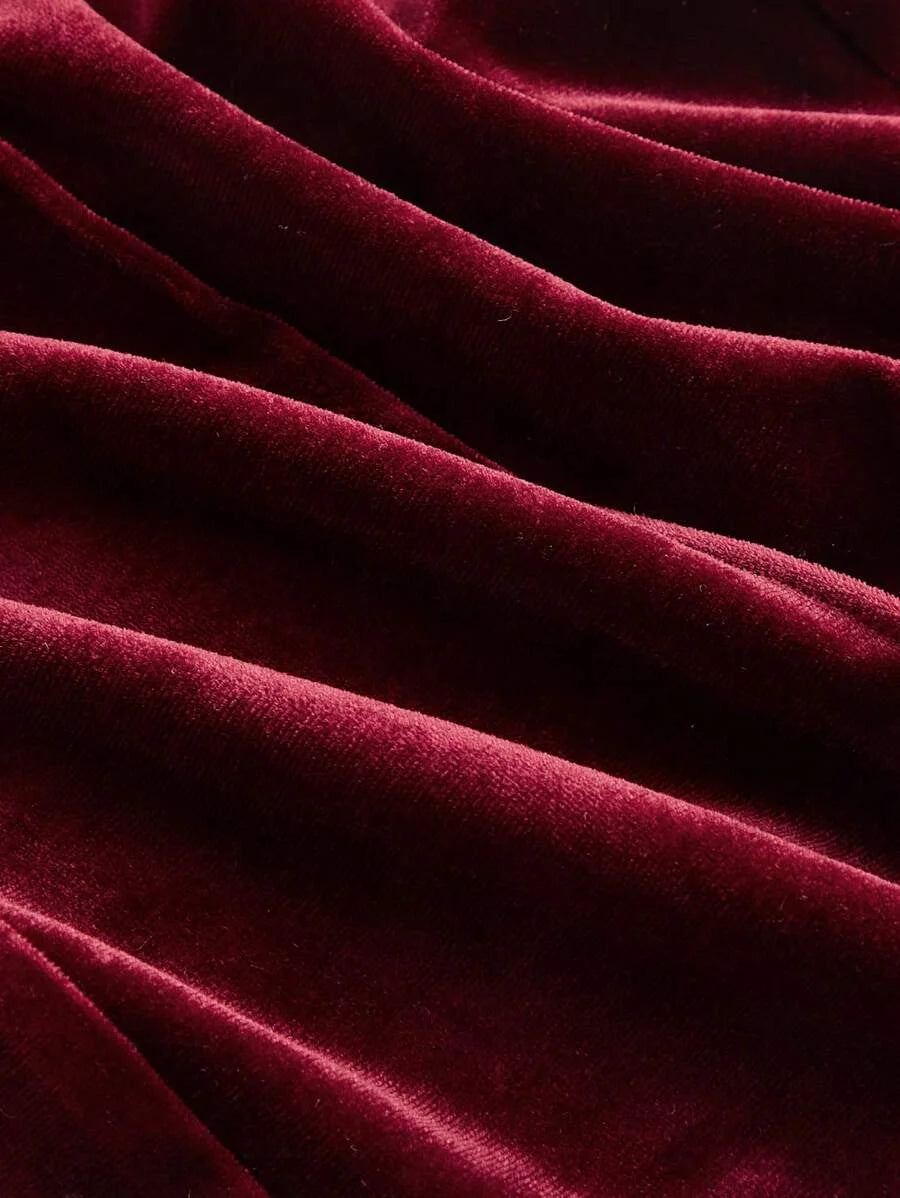 Womens Burgundy Velvet WideLeg Pleated PantsNew Years Women Outfit New YearValentine Clothes