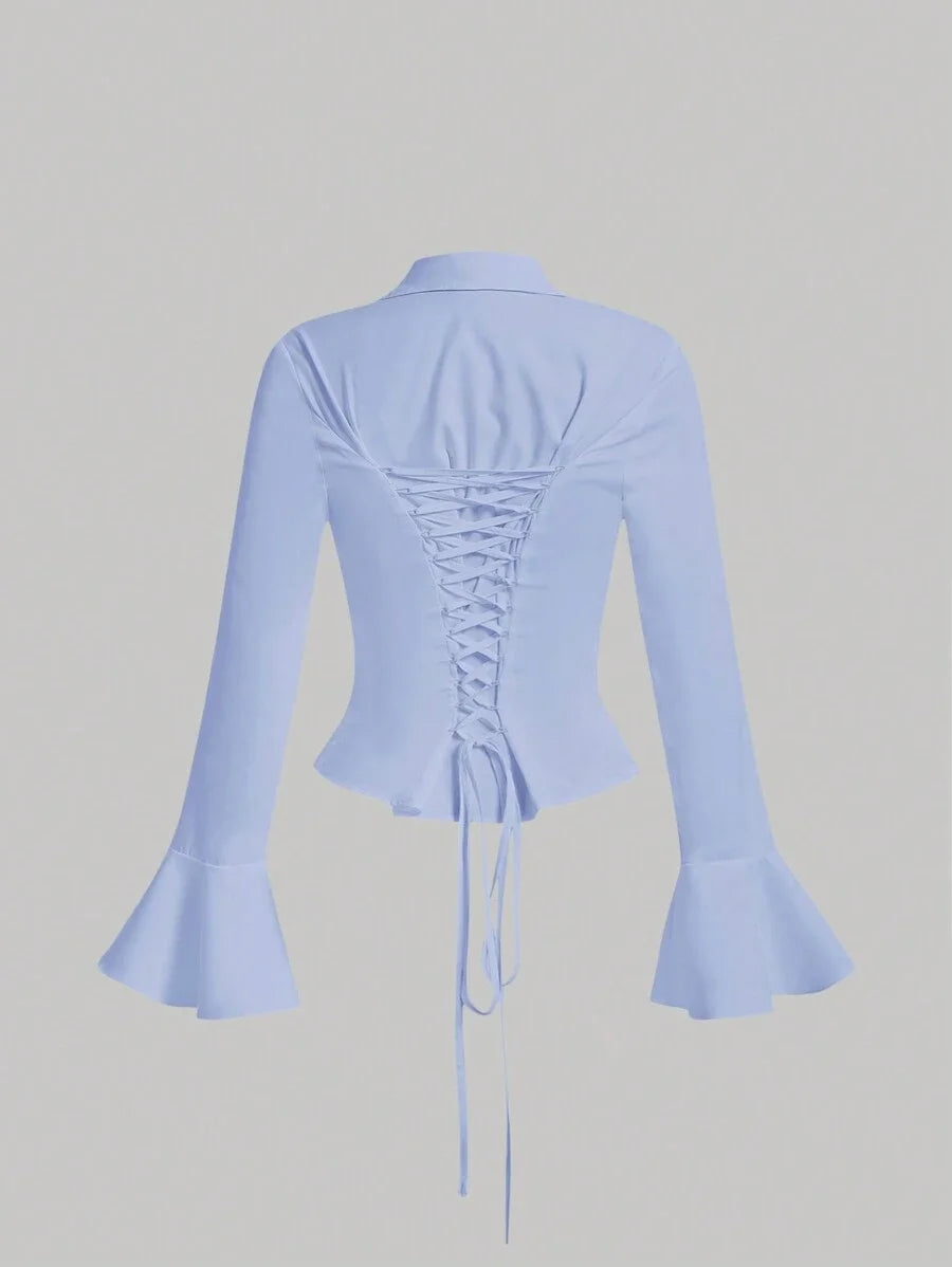 Womens Buttonup Shirt With Pleats