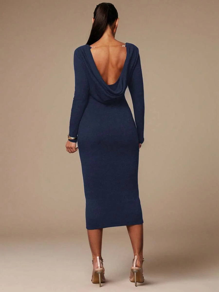 Womens Elegant And Gorgeous Autumn And Winter Draped Backless Long Sleeve Jumpsuit Ideal For Daily