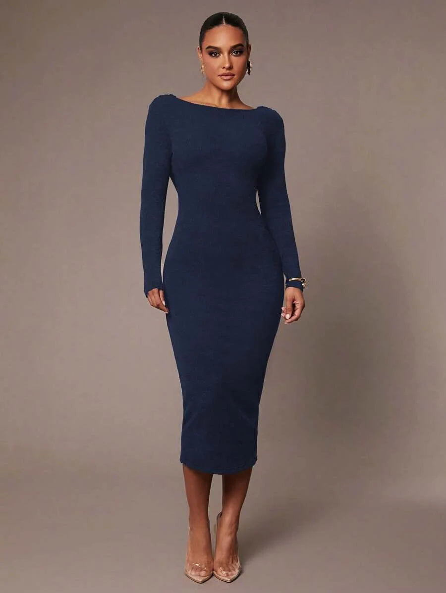 Womens Elegant And Gorgeous Autumn And Winter Draped Backless Long Sleeve Jumpsuit Ideal For Daily