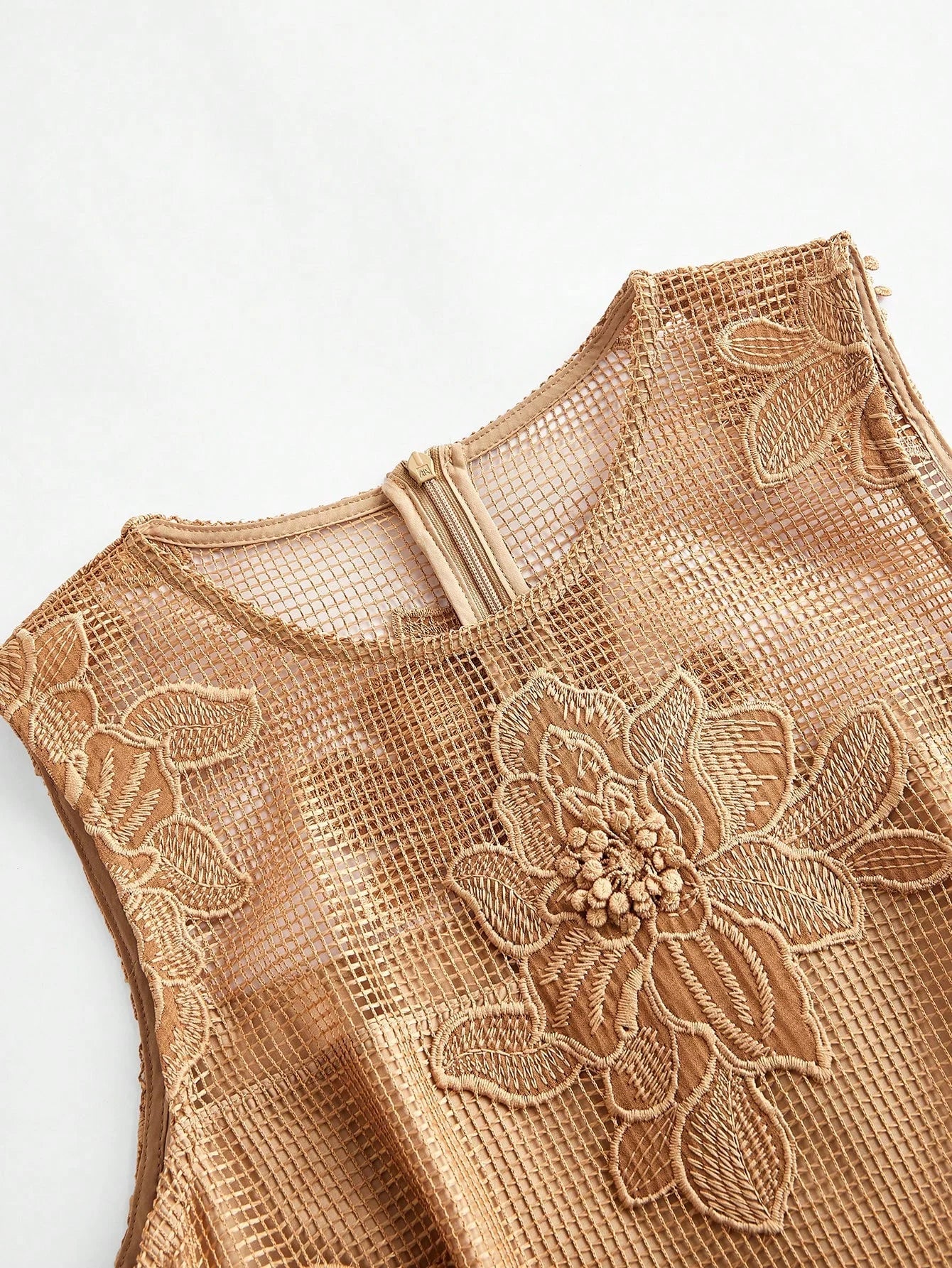 Womens Elegant Mesh Hollow Floral Sleeveless Dress Boho Spring Summer Outfits For Women Spring