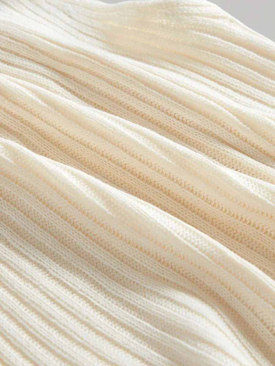 Womens Elegant Pearl Fringe Sleeveless Knitted Top