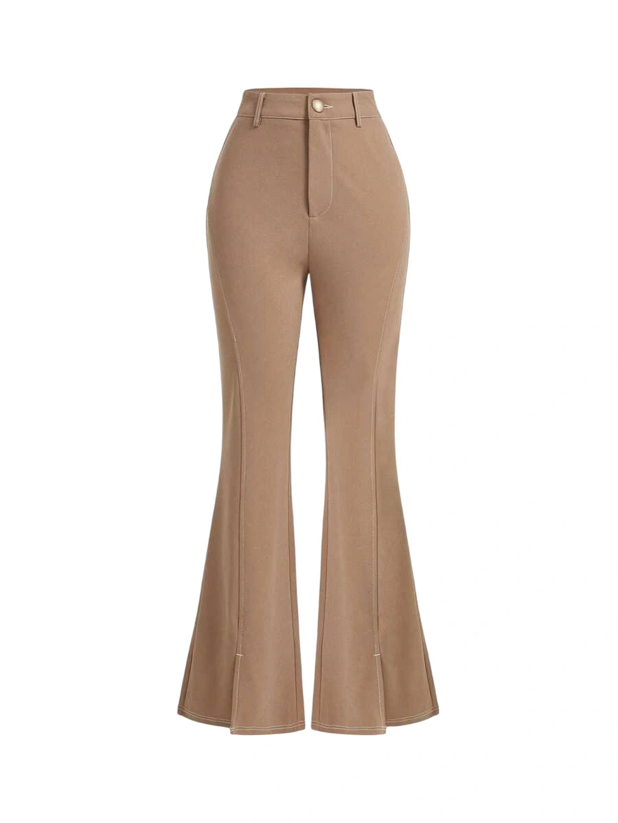 Womens Flared Pants With Side Slit Design
