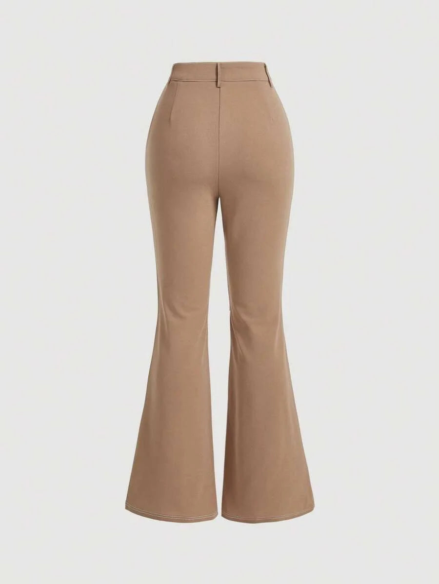 Womens Flared Pants With Side Slit Design