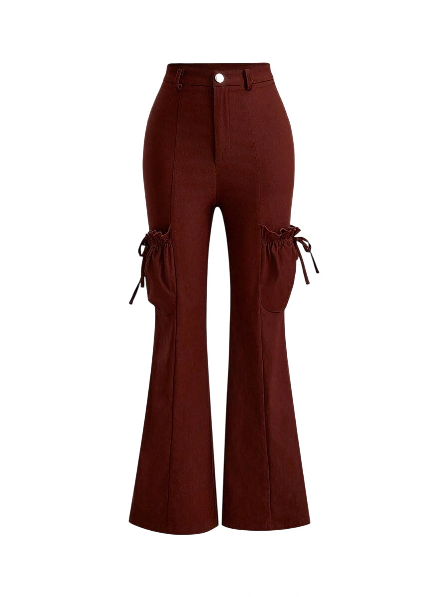 Womens Flared Trousers With Side Pockets