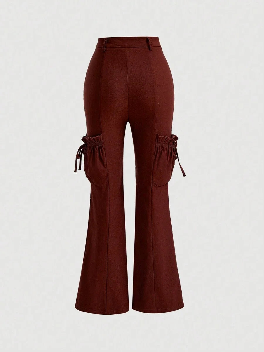 Womens Flared Trousers With Side Pockets