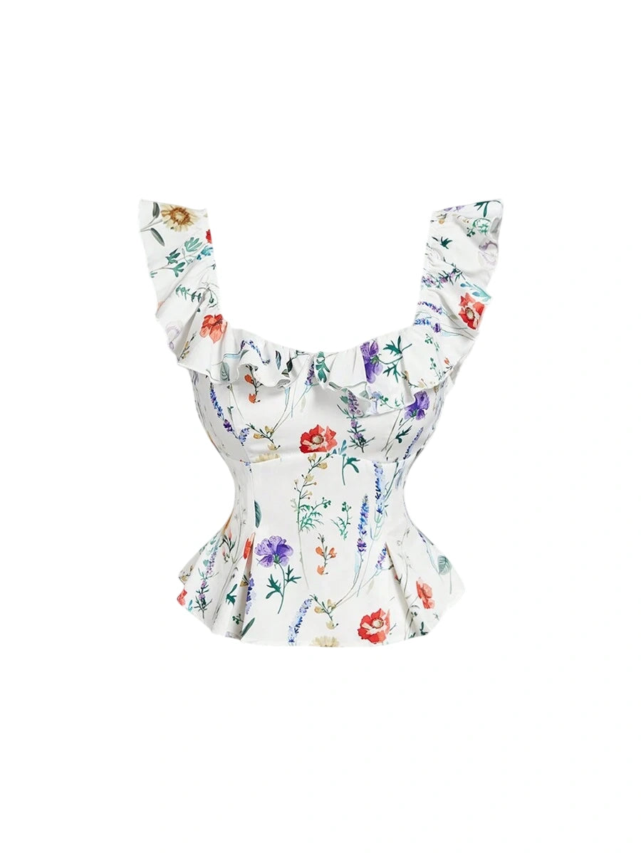 Womens Floral Print Crop Top