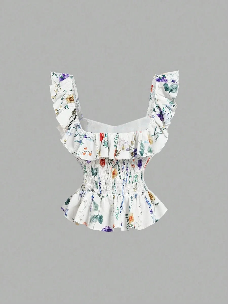 Womens Floral Print Crop Top