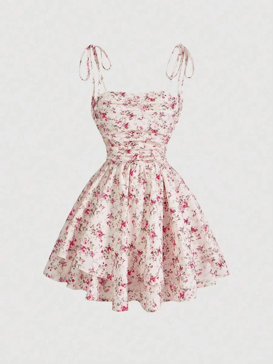 WomenS Floral Print Spaghetti Strap Dress