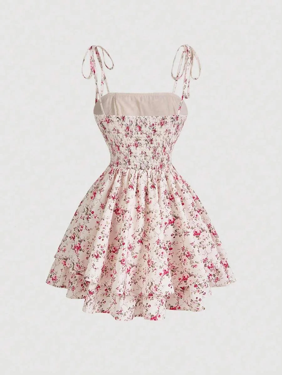 WomenS Floral Print Spaghetti Strap Dress