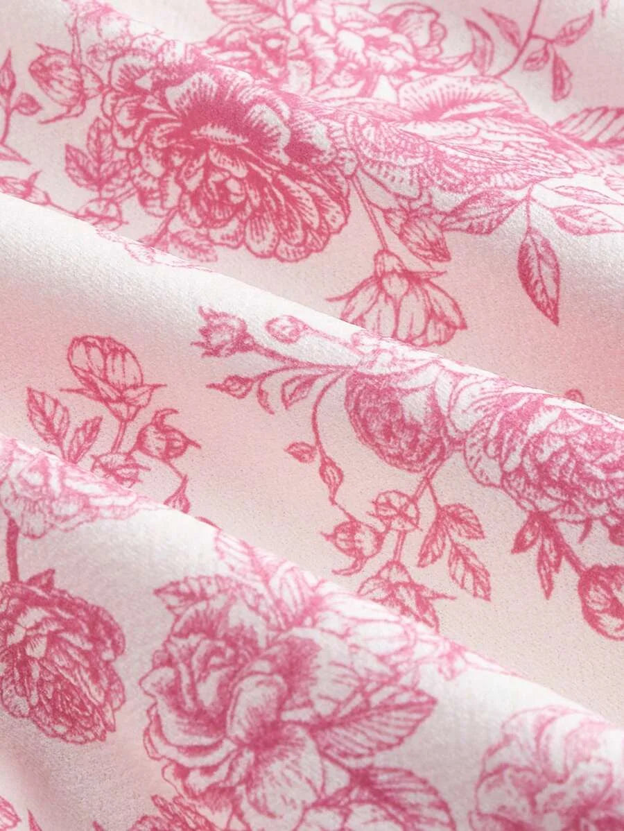 Womens Floral Printed Spaghetti Strap Dress