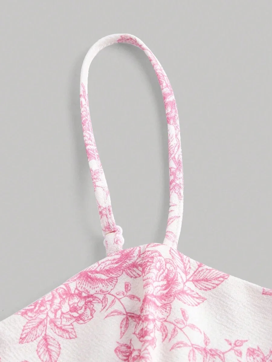 Womens Floral Printed Spaghetti Strap Dress