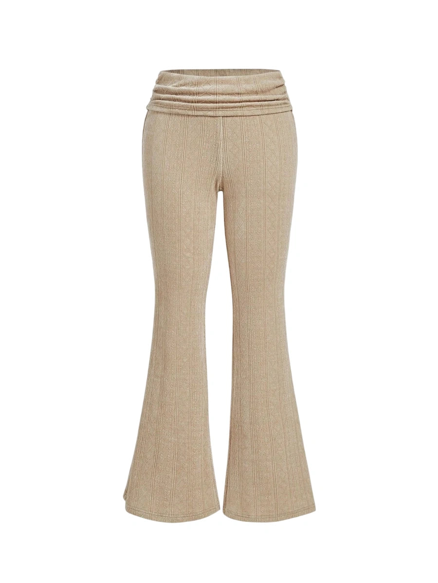 Womens Jacquard Pattern Low Waist Flare Leg PantsHallowed CostumesLow Rise Flare LeggingsWinter
