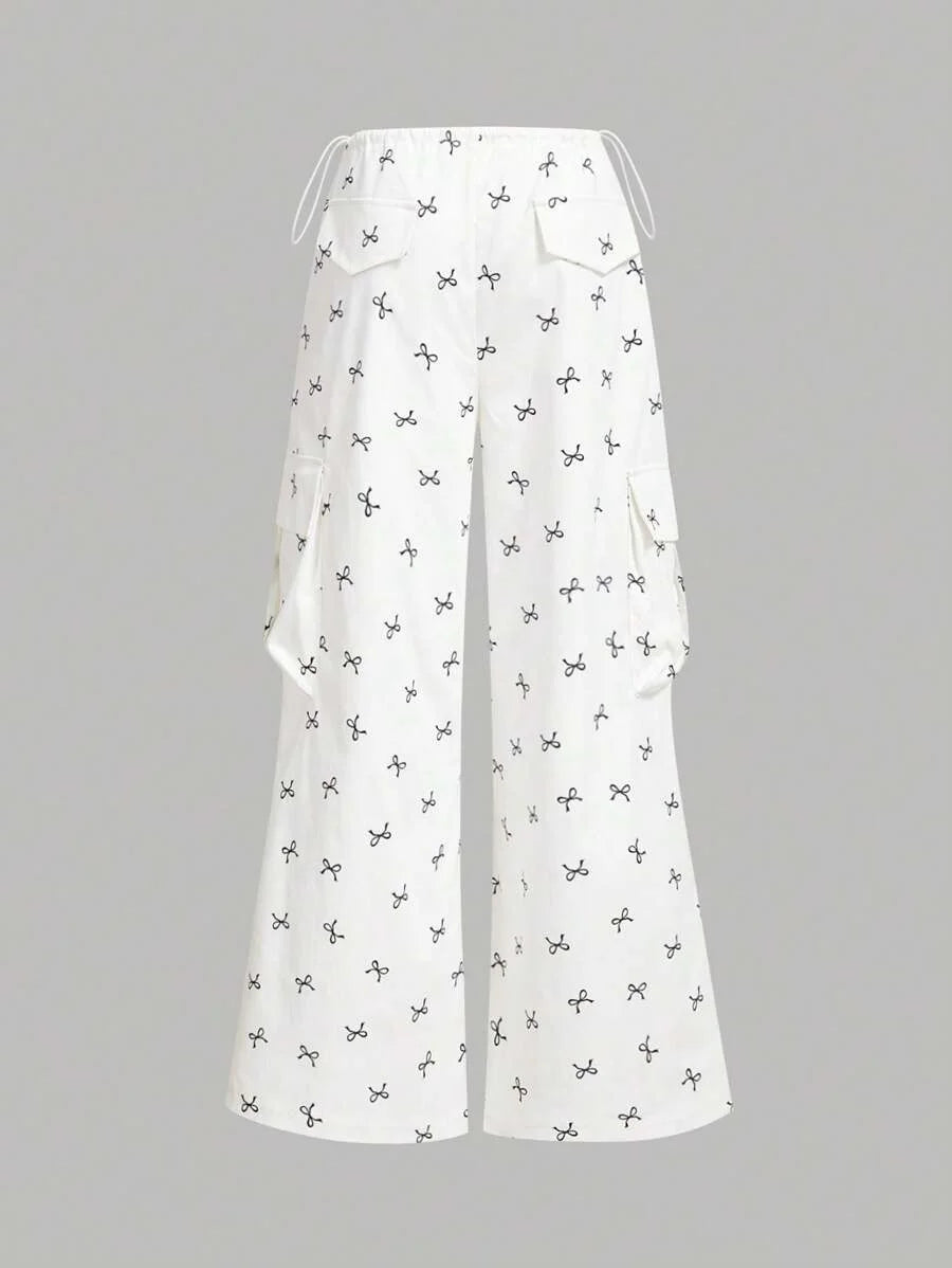 Womens Low Waist Cargo Pants With Pocket amp Butterfly Print Spring BreakSummer Outfits For