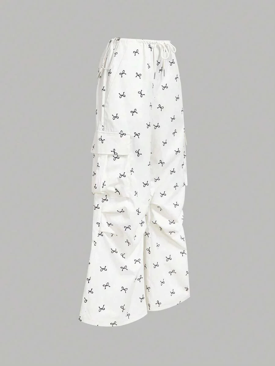 Womens Low Waist Cargo Pants With Pocket amp Butterfly Print Spring BreakSummer Outfits For