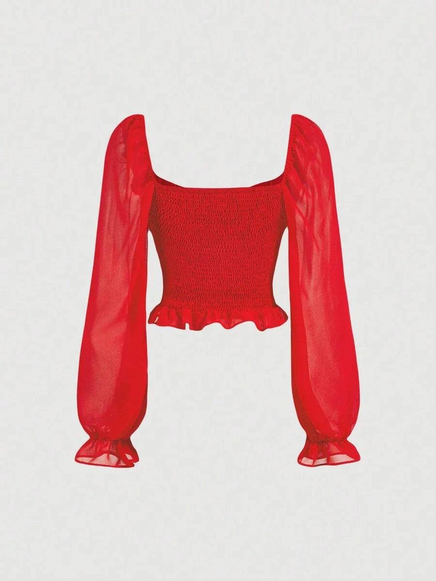 Womens Crop Top Minimalist Casual Daily Wear Blouse