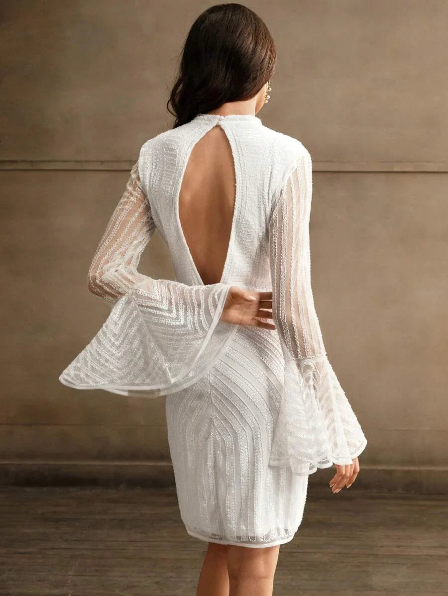Womens New Arrival Long Sleeve Sequins Embellished Dress