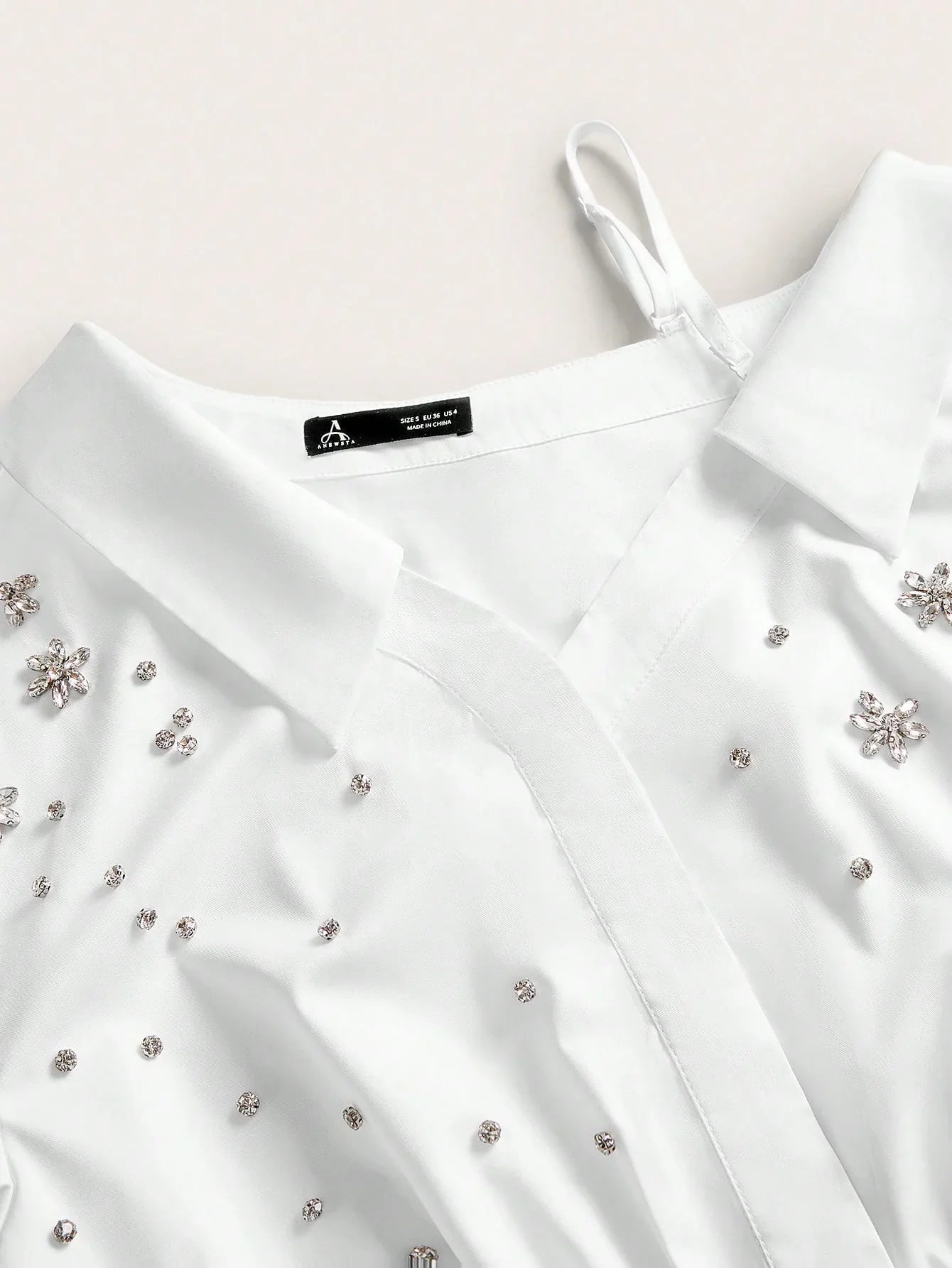 Womens Sleeveless Studded Shirt Dress Elegant One Shoulder Long Sleeve Lightweight Luxurious