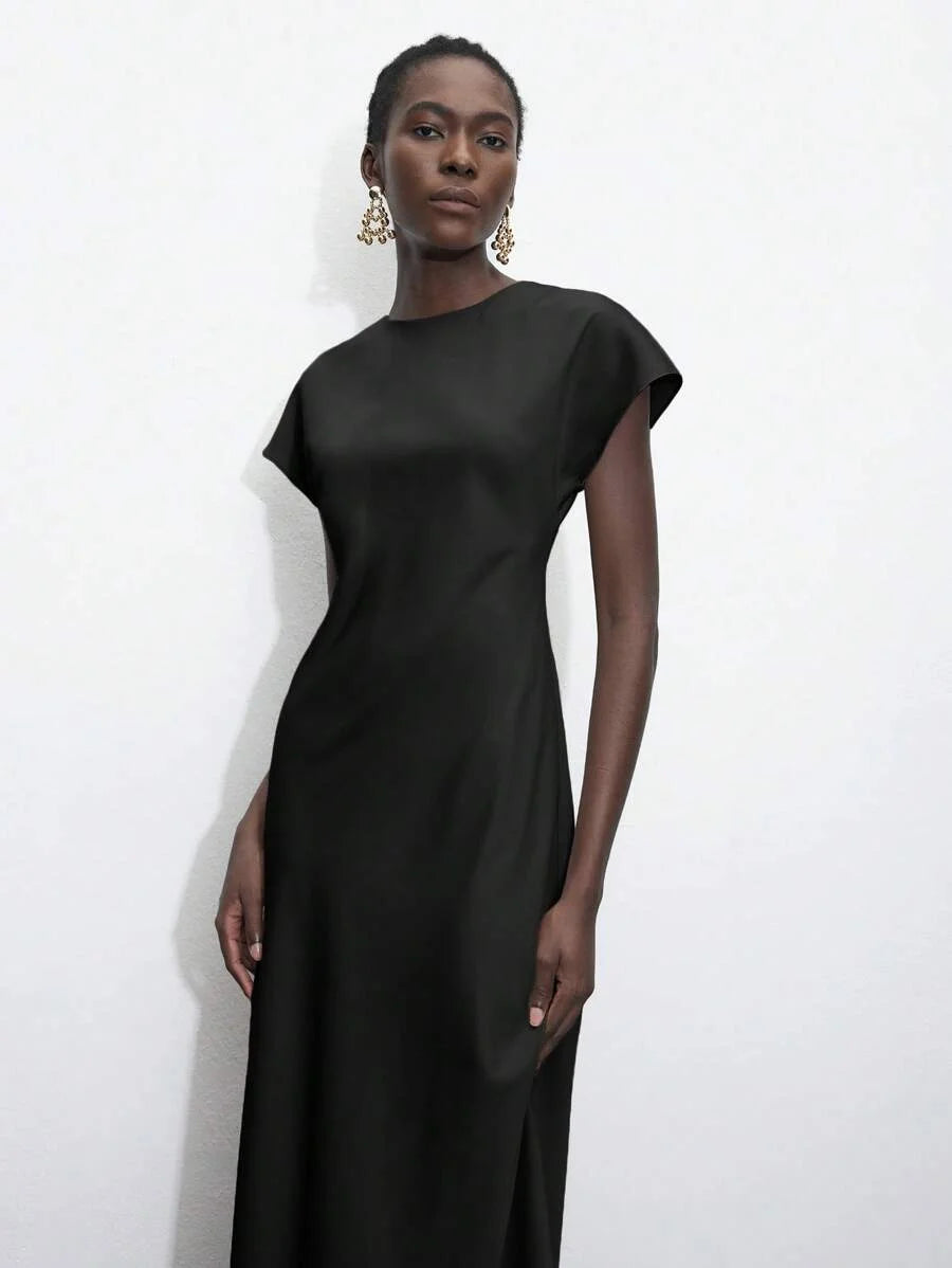 Womens Summer Casual amp Office Solid Color Waist Cinched Waist Dress
