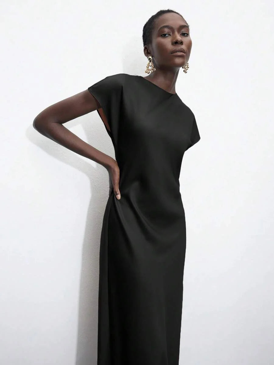 Womens Summer Casual amp Office Solid Color Waist Cinched Waist Dress