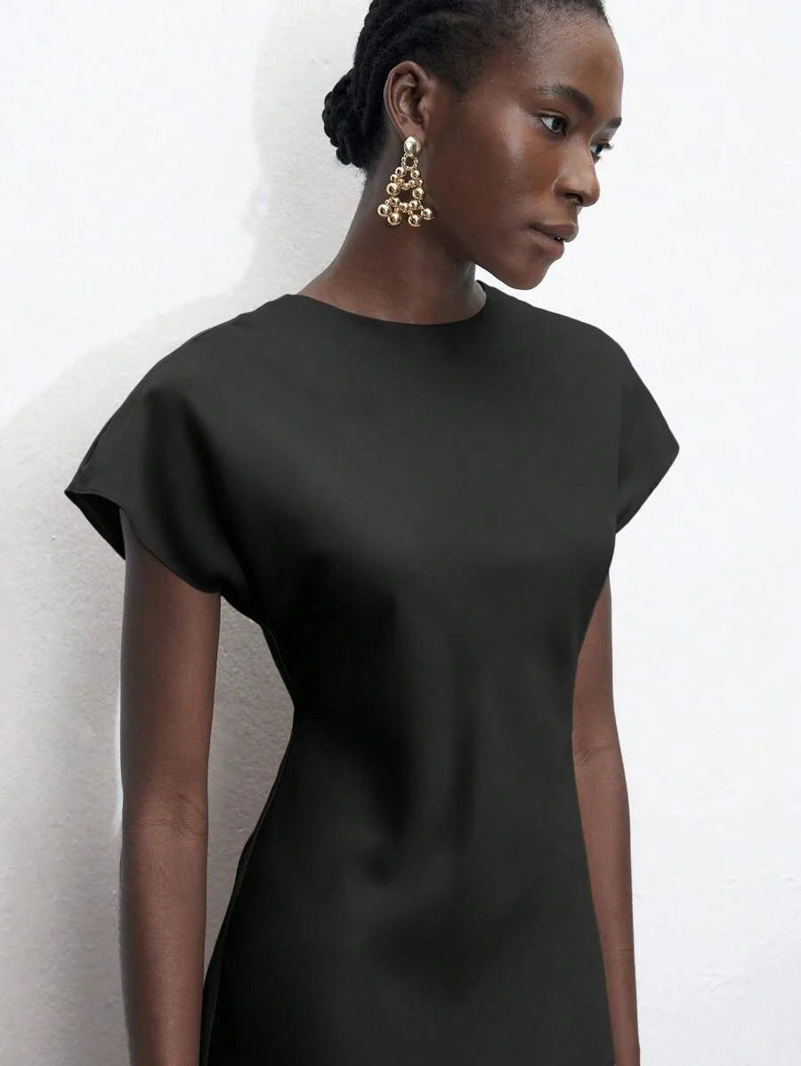 Womens Summer Casual amp Office Solid Color Waist Cinched Waist Dress