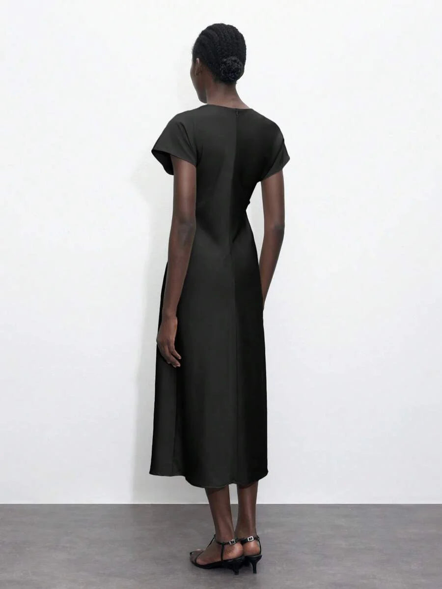 Womens Summer Casual amp Office Solid Color Waist Cinched Waist Dress