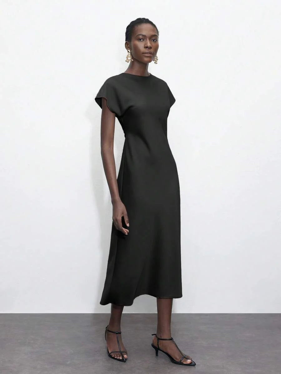 Womens Summer Casual amp Office Solid Color Waist Cinched Waist Dress