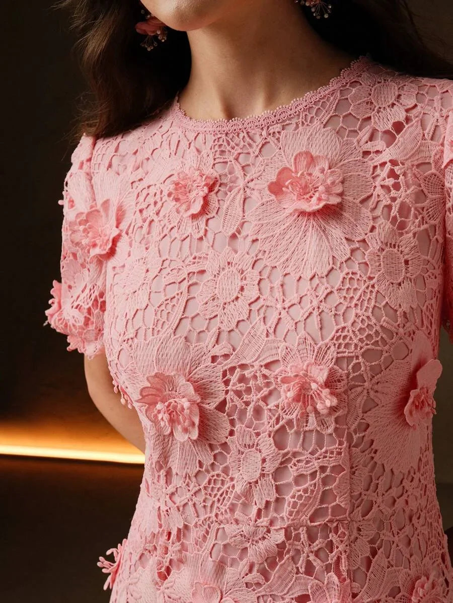 Womens Summer New Arrival Party amp Fashion 3D Floral Lace Dress