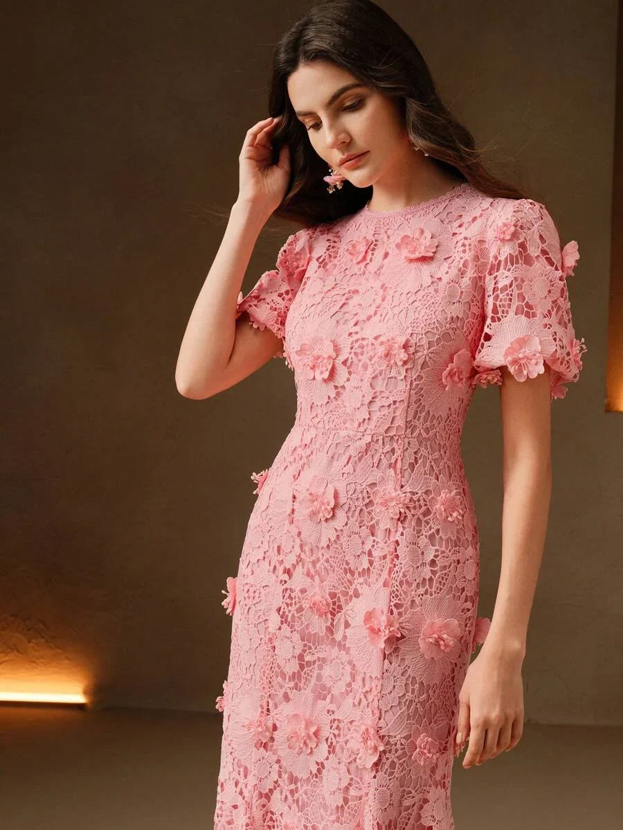 Womens Summer New Arrival Party amp Fashion 3D Floral Lace Dress