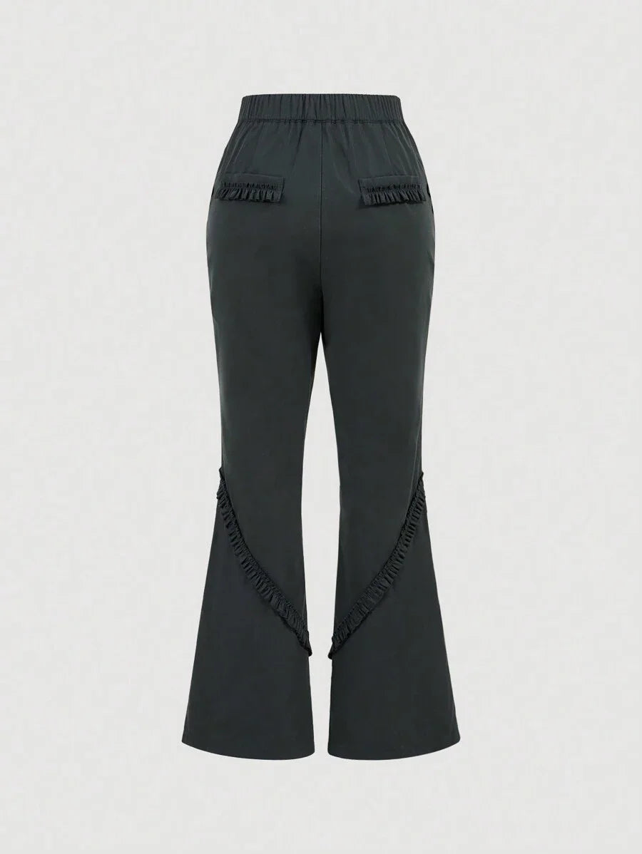 Womens Sweet Ruffle Hem Long Pants Summer
