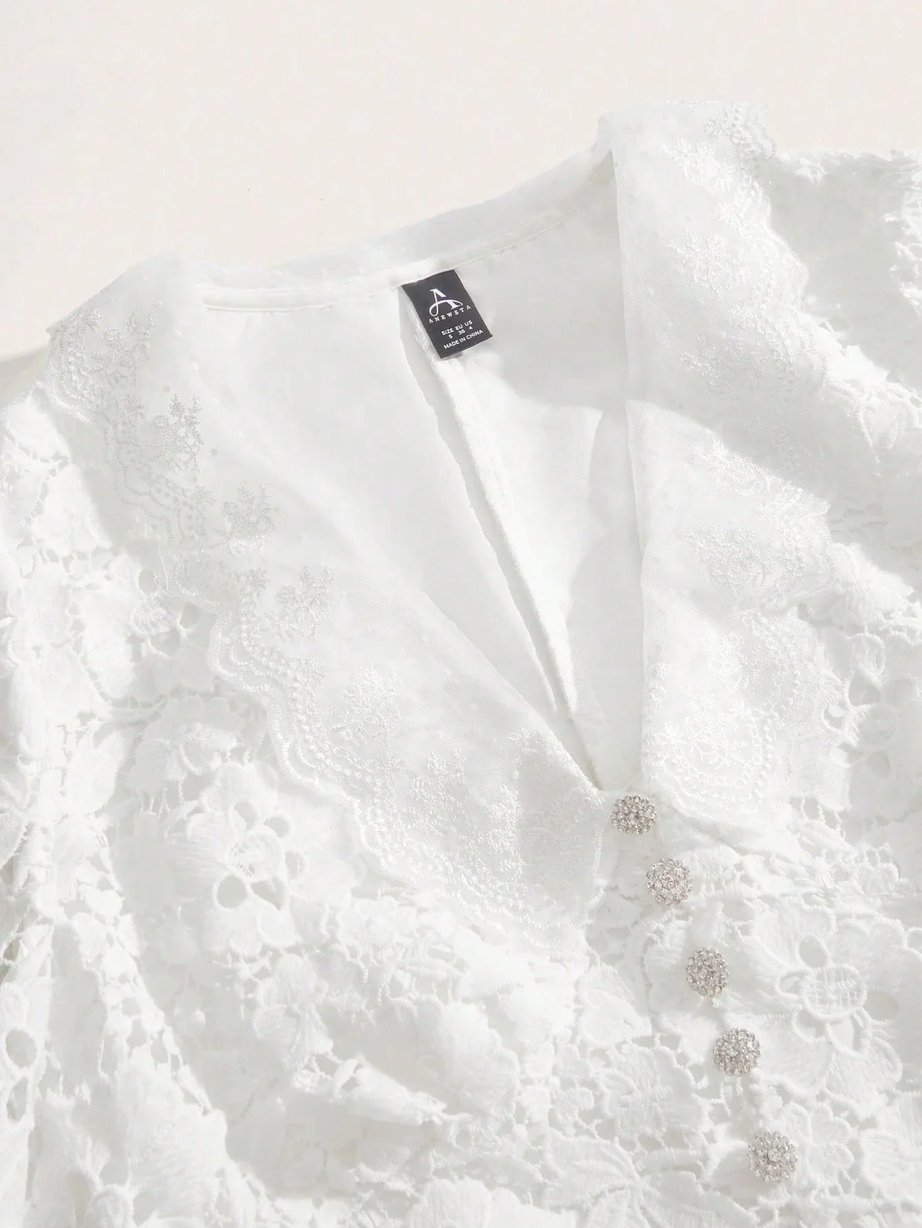 Womens VNeck Cinched Waist Elegant Slim Fit WaterSoluble Lace MidLength Dress