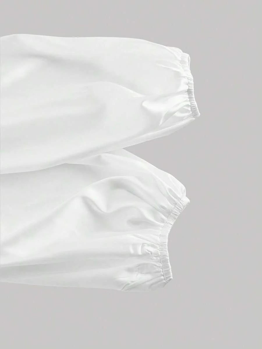 Womens White Crop Top Wrap Around Tie Up Bow Batwing Sleeve
