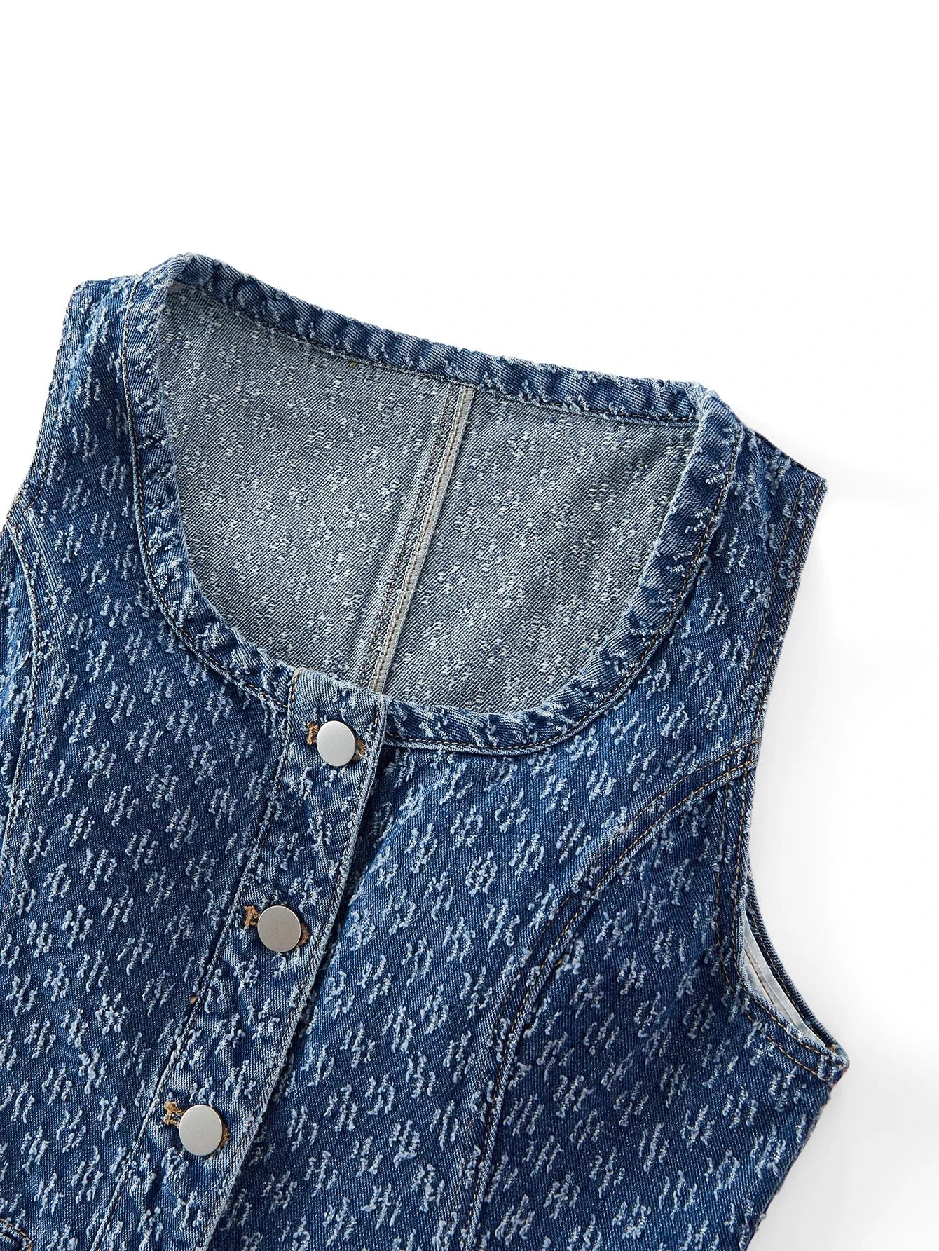 X PRISCILA amp JIMENA MOTF PREMIUM TEXTURED BUTTON UP DENIM VEST